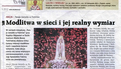 Coraz głośniej o akcji &rdquo;Twoje światło w Fatimie&rdquo;